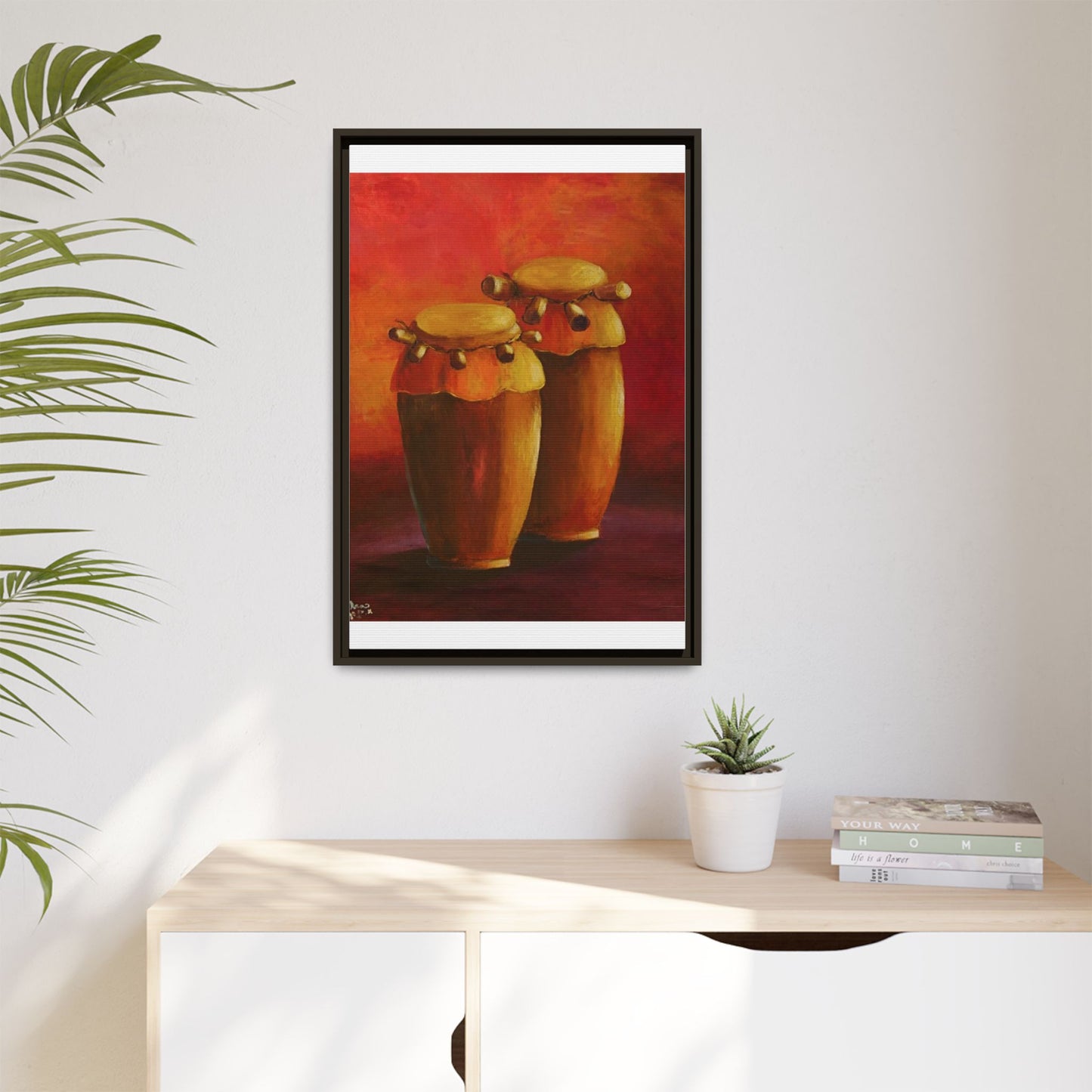 Canvas Wall Art - Haiti Cultural Drum, Matte Canvas, Framed