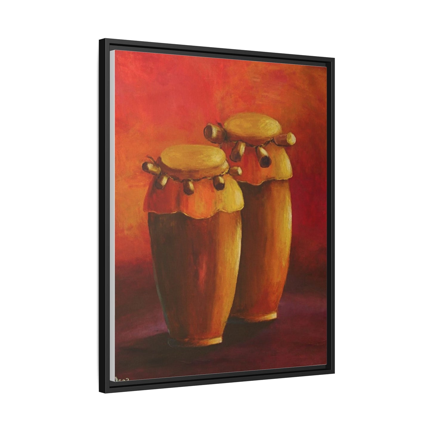 Canvas Wall Art - Haiti Cultural Drum, Matte Canvas, Framed