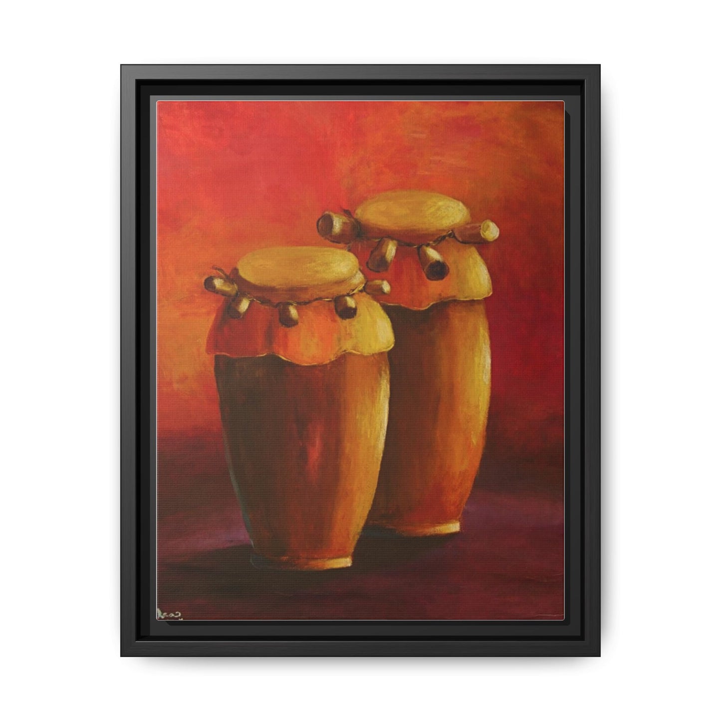 Canvas Wall Art - Haiti Cultural Drum, Matte Canvas, Framed