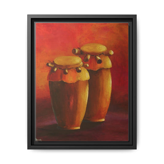 Canvas Wall Art - Haiti Cultural Drum, Matte Canvas, Framed