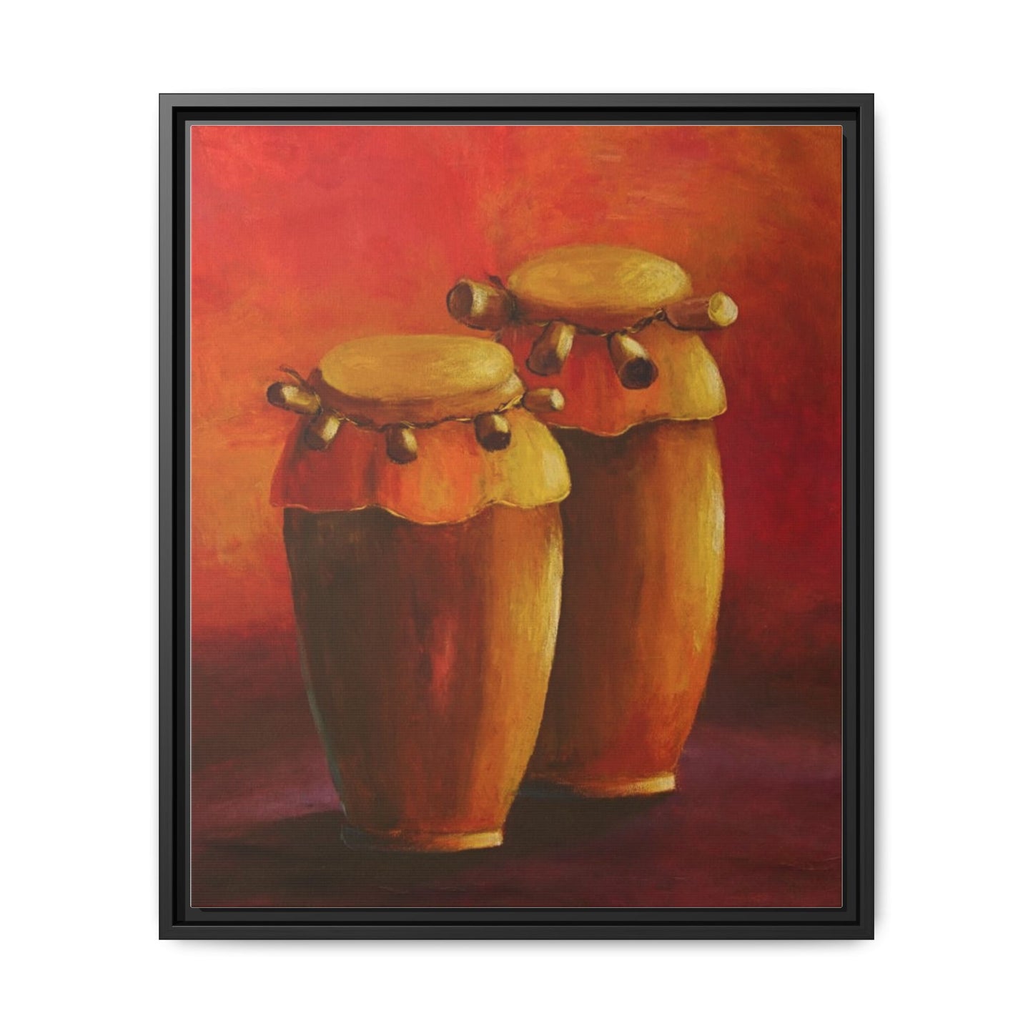 Canvas Wall Art - Haiti Cultural Drum, Matte Canvas, Framed