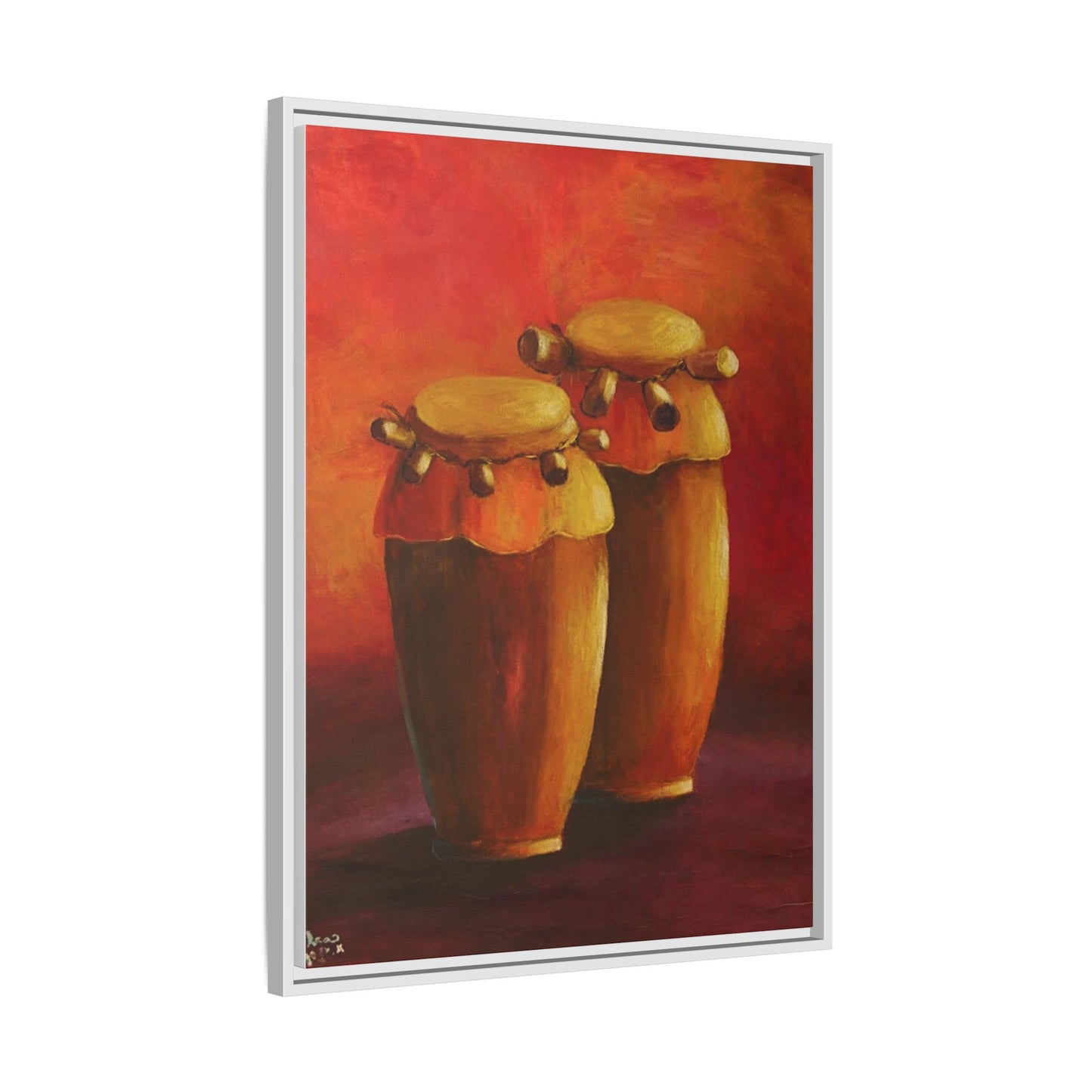 Canvas Wall Art - Haiti Cultural Drum, Matte Canvas, Framed