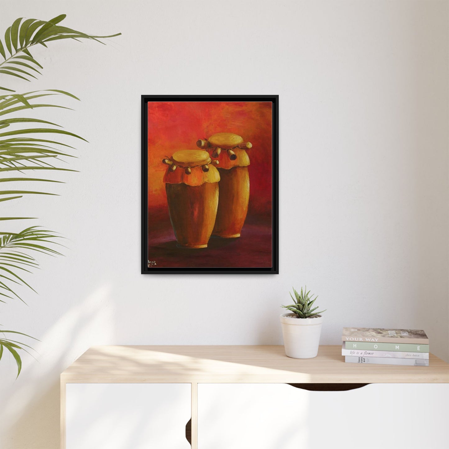 Canvas Wall Art - Haiti Cultural Drum, Matte Canvas, Framed