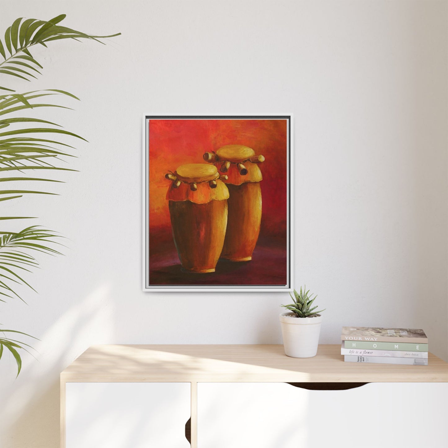 Canvas Wall Art - Haiti Cultural Drum, Matte Canvas, Framed