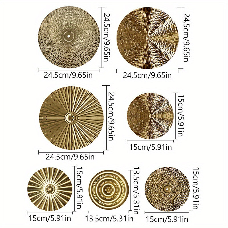 5/7pc Golden Metal Round Wall Hanging Set – Modern Luxury