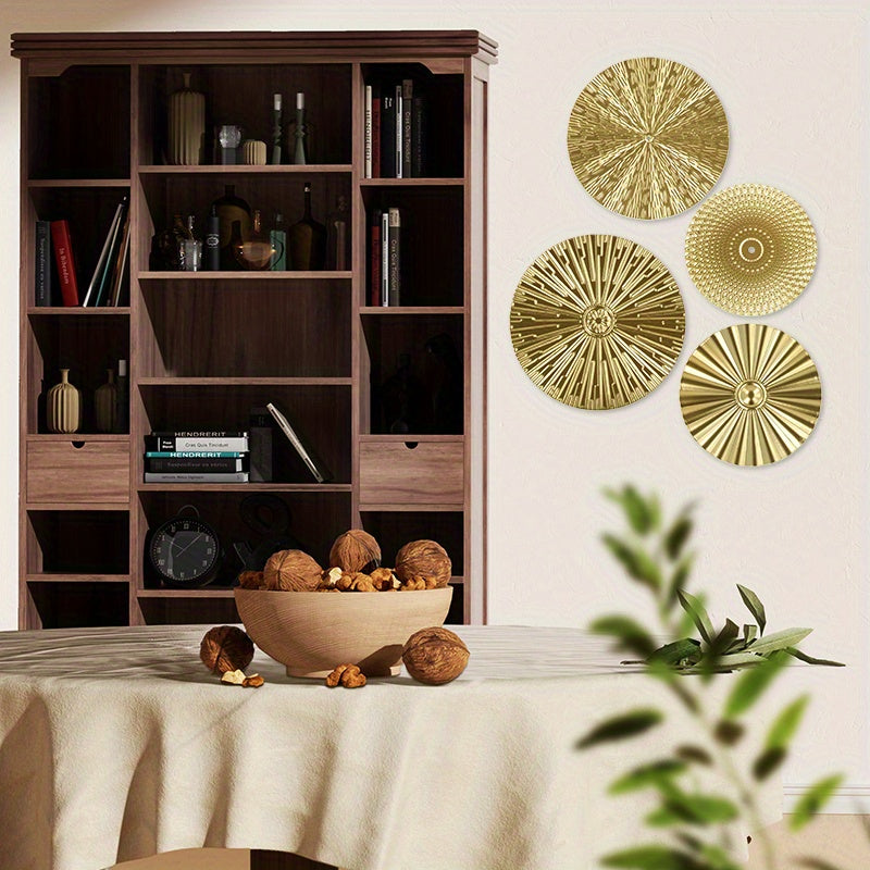 5/7pc Golden Metal Round Wall Hanging Set – Modern Luxury