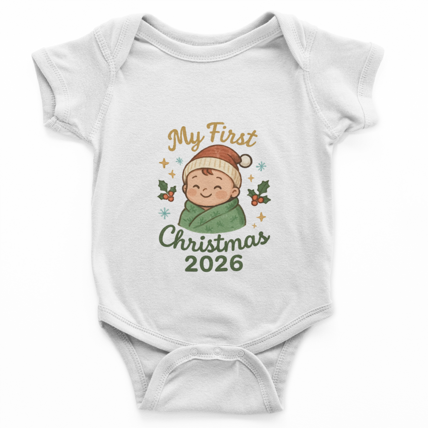 Baby Bodysuit — "My First Christmas 2026" Cute Holiday Infant Onesie