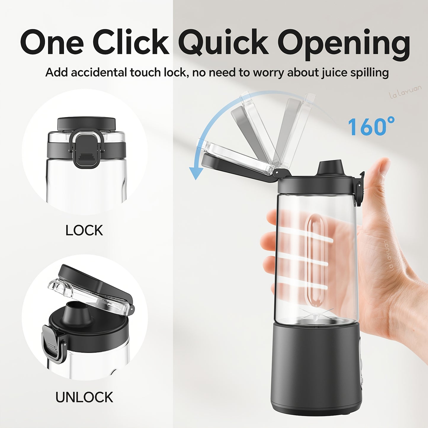 🥤 3-in-1 Portable USB Blender & Juicer: Handheld, 6-Blade System, Digital Display (40-Second Quick Blend for Smoothies & Shakes)