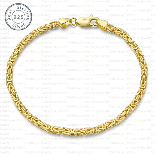 18K Gold Plated 925 Silver Byzantine Woven Rope Anklet