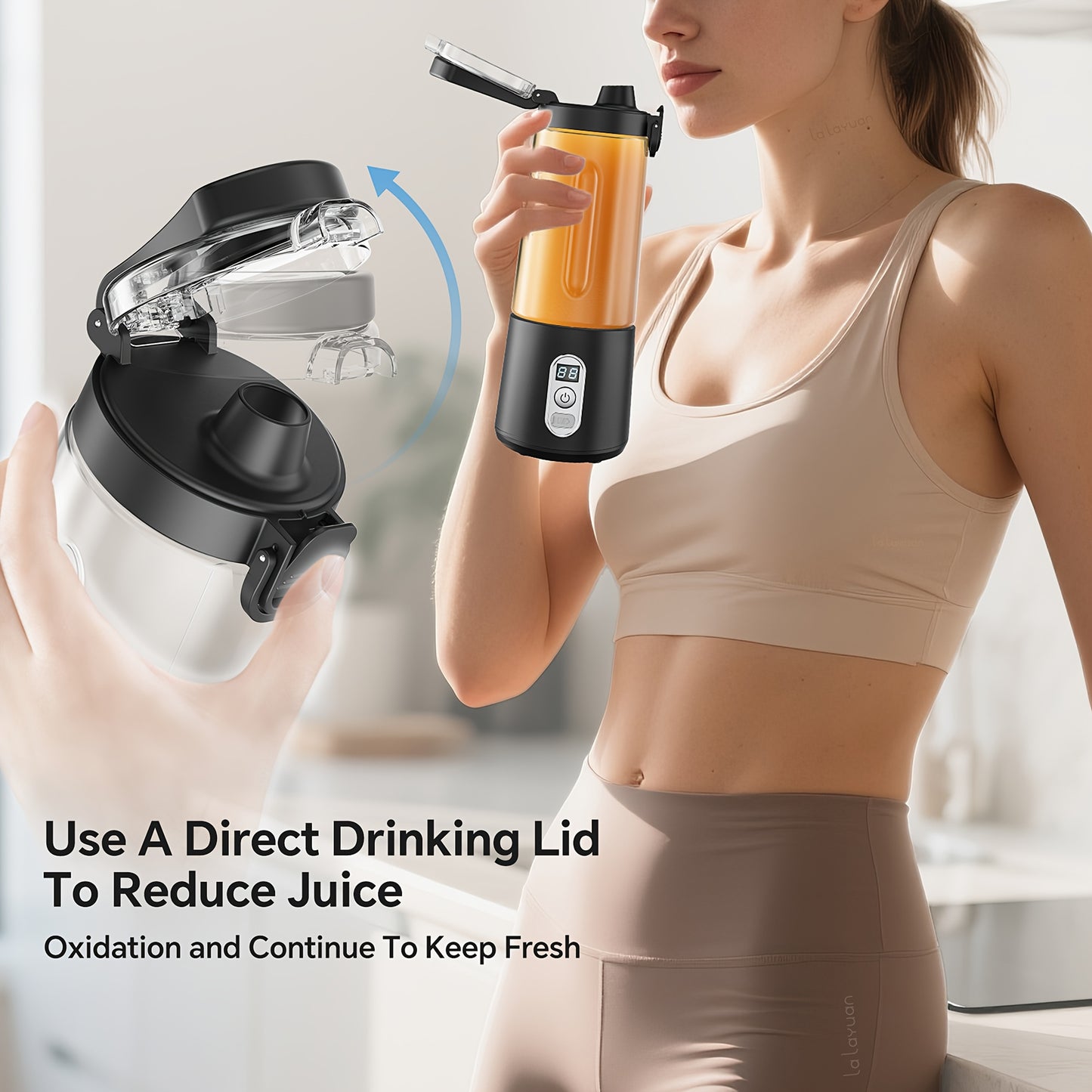 🥤 3-in-1 Portable USB Blender & Juicer: Handheld, 6-Blade System, Digital Display (40-Second Quick Blend for Smoothies & Shakes)