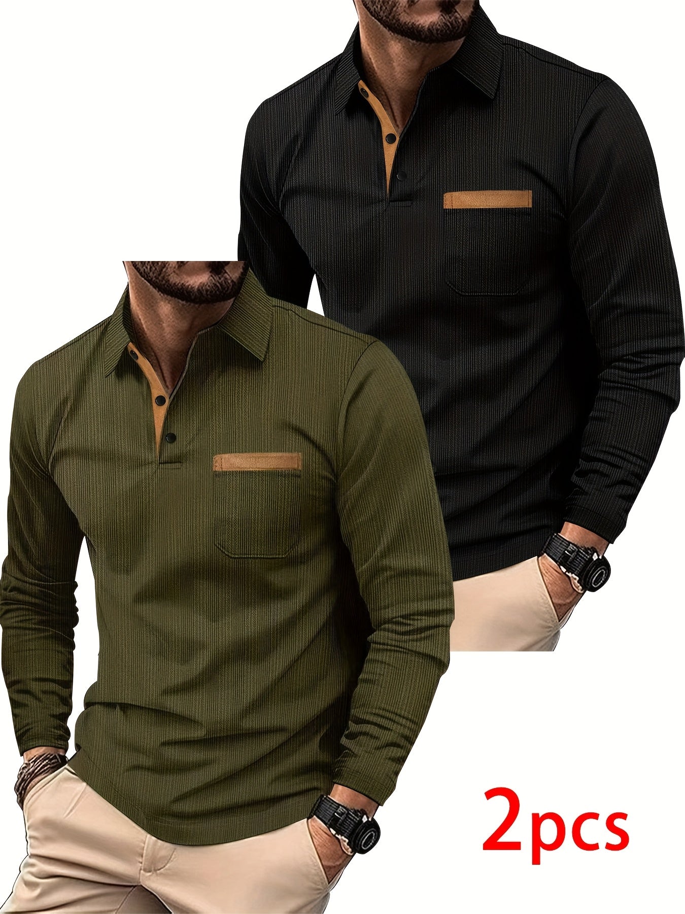 Pearson OBM Men’s Jacquard Color-Block Golf Polo (2-Pack)