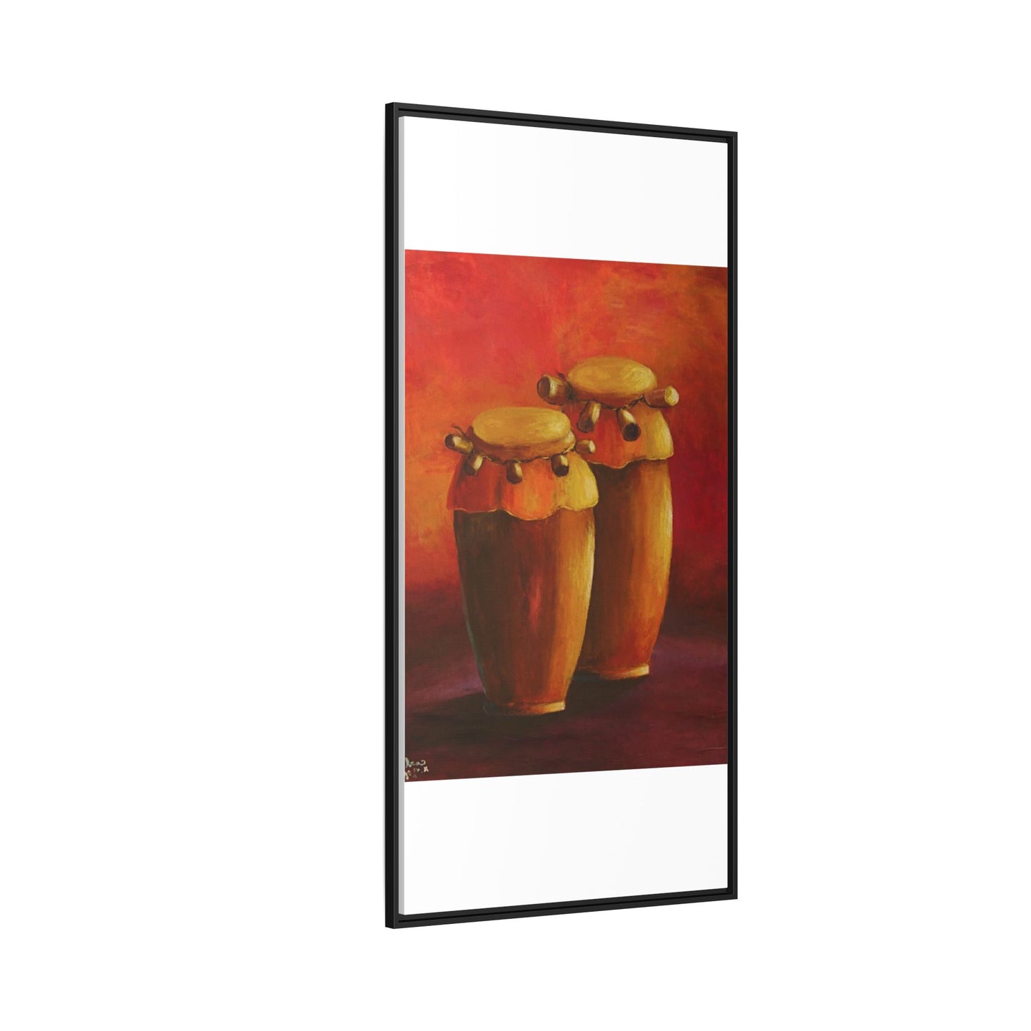 Canvas Wall Art - Haiti Cultural Drum, Matte Canvas, Framed