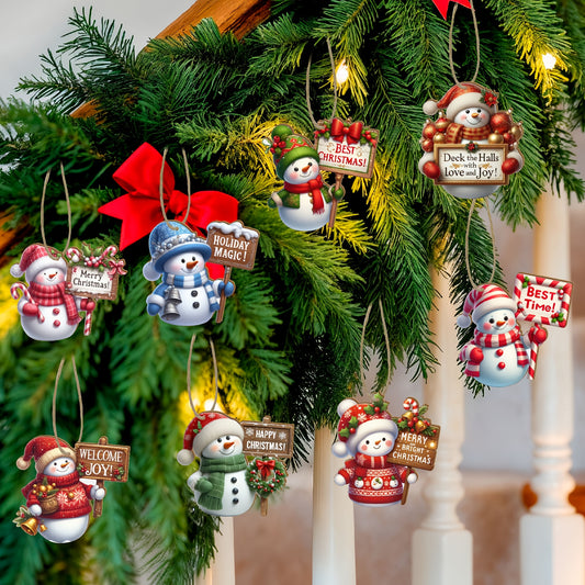 ⛄ 24-Piece Christmas Snowman Wood Hanging Decorations Pack (12 Designs)