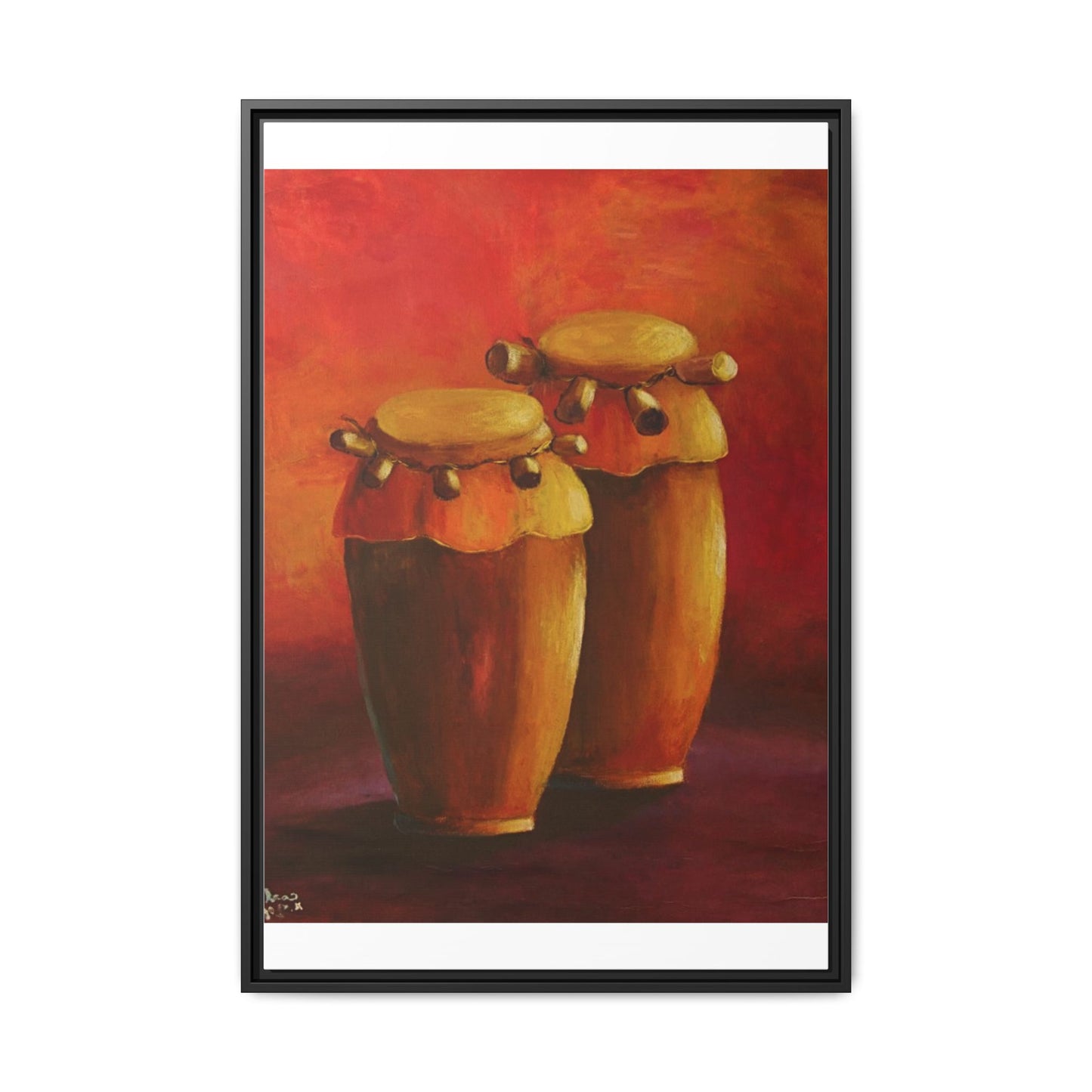 Canvas Wall Art - Haiti Cultural Drum, Matte Canvas, Framed