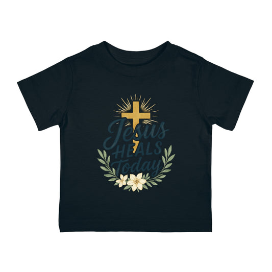 Infant Christian T-Shirt - Jesus Heals Today Design, Baby Baptism Gift, Religious Tees for Kids, Toddler Faith Shirt, Cute Infant Tee