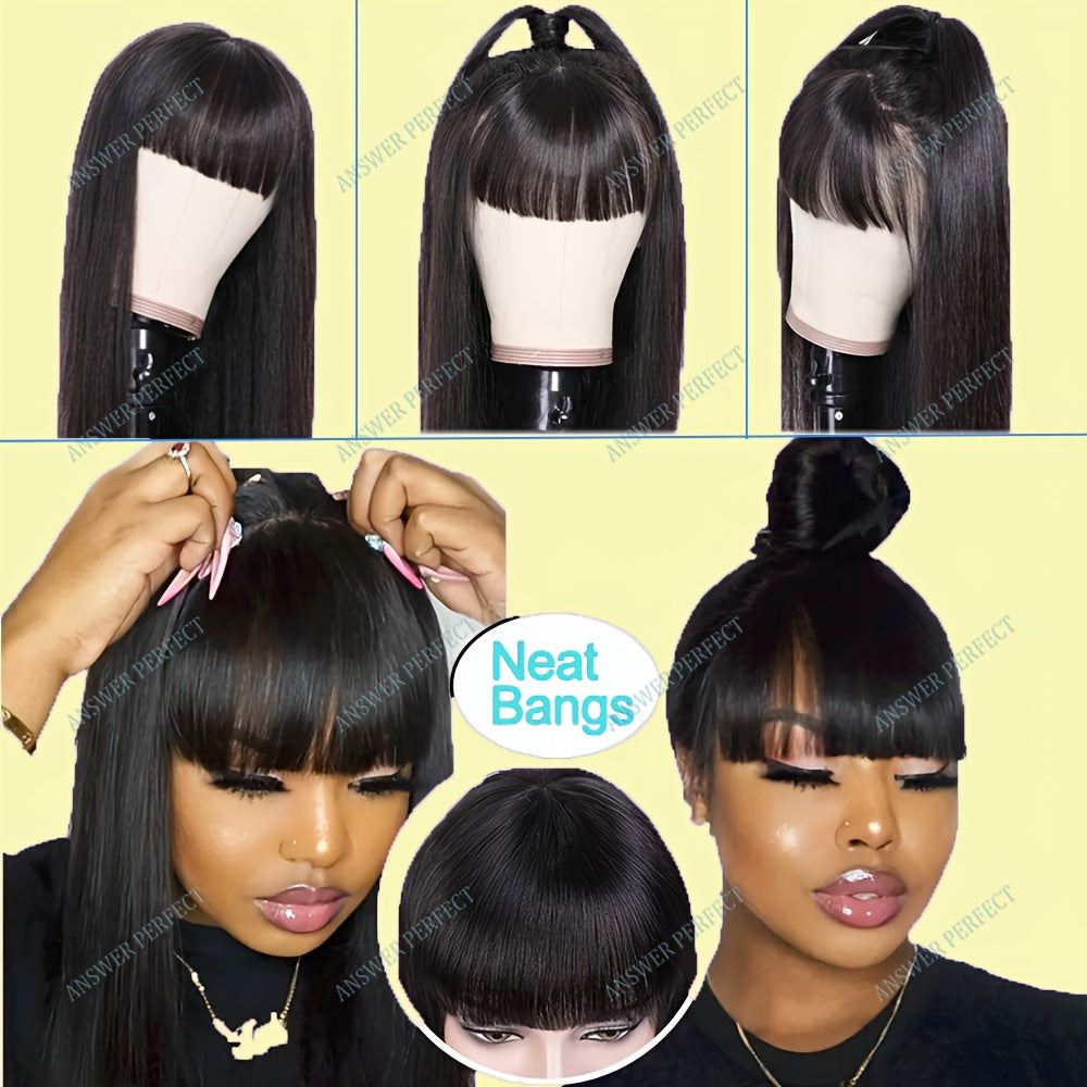 250% Density Brazilian Virgin Straight Wig with Bangs