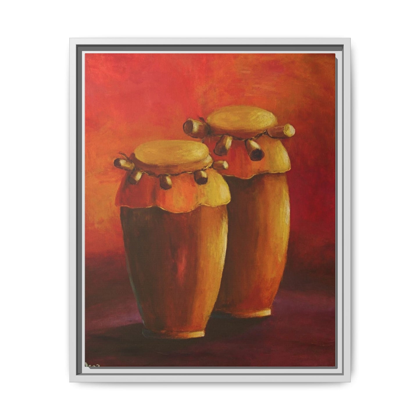 Canvas Wall Art - Haiti Cultural Drum, Matte Canvas, Framed