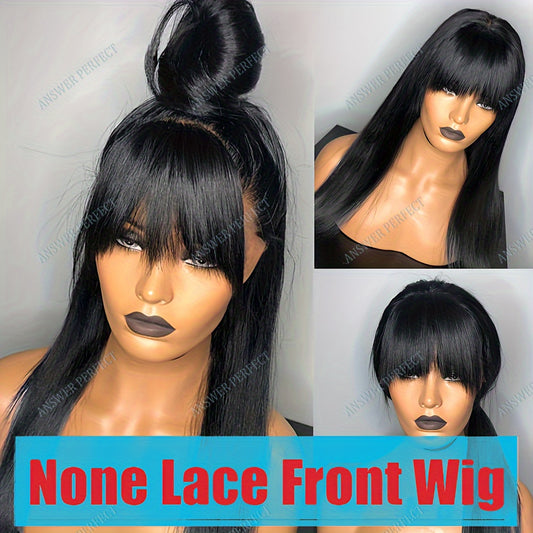250% Density Brazilian Virgin Straight Wig with Bangs