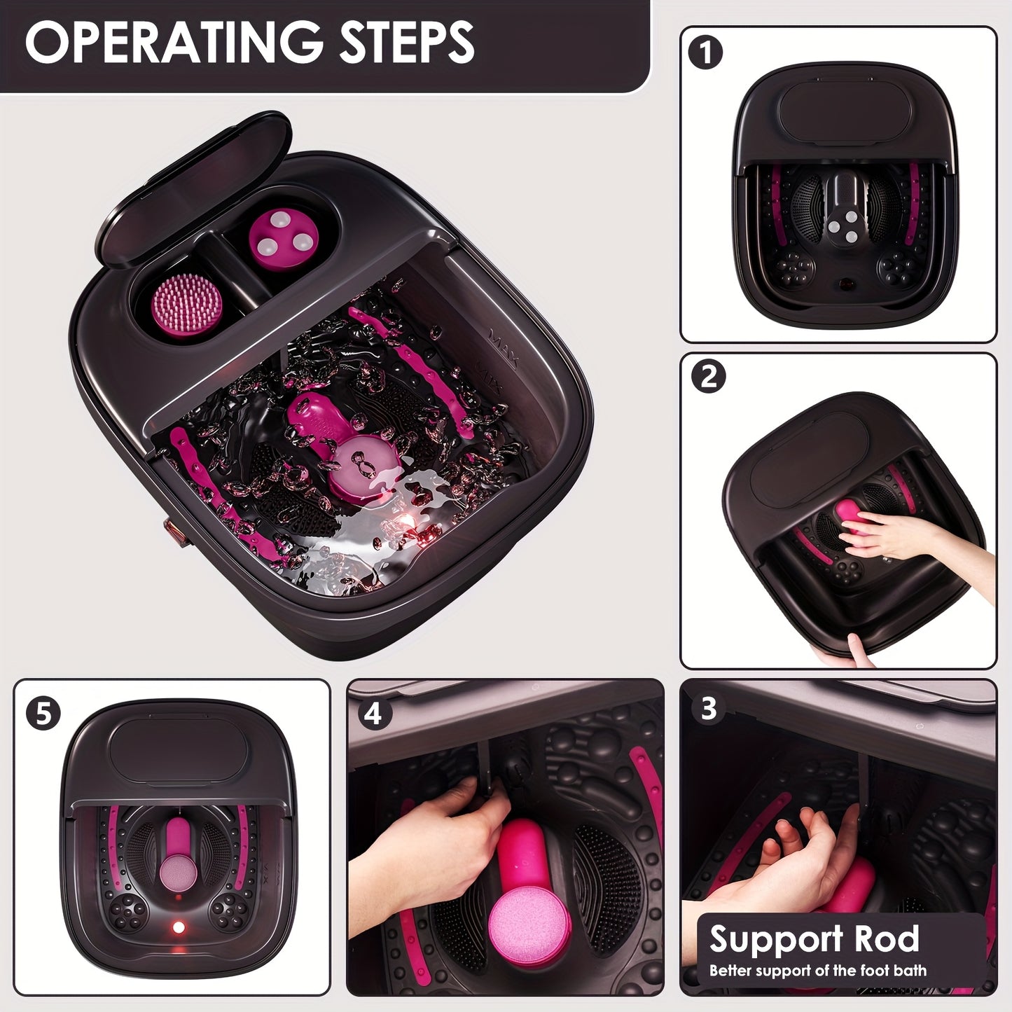 Collapsible Foot Spa with Heat, Bubbles, & Remote Control