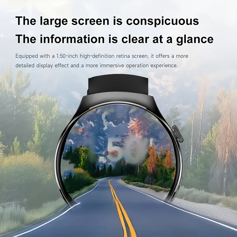 Silicone Strap Smartwatch for Men and Women | Call-making and Answering, Pedometer, Calorie Counter, Multiple Exercise Modes, Remote Camera Control, Music Playback, Alarm, 180mAh Lithium Battery, 1.5-inch HD Circular Touchscr