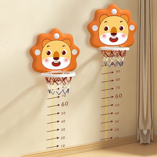 Kids' Wall-Mounted Cartoon Animal Basketball Hoop Set