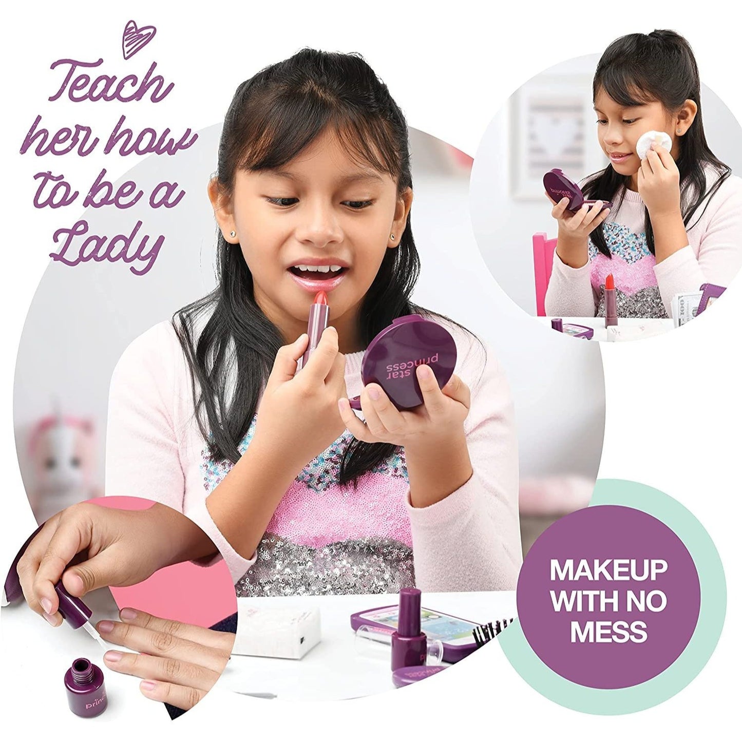 Toddler & Little Girls Pretend Play Purse Set | Role Play Accessories: Toy Phone, Wallet, Keys & Pretend Makeup | Toys for Girls Ages 3-8