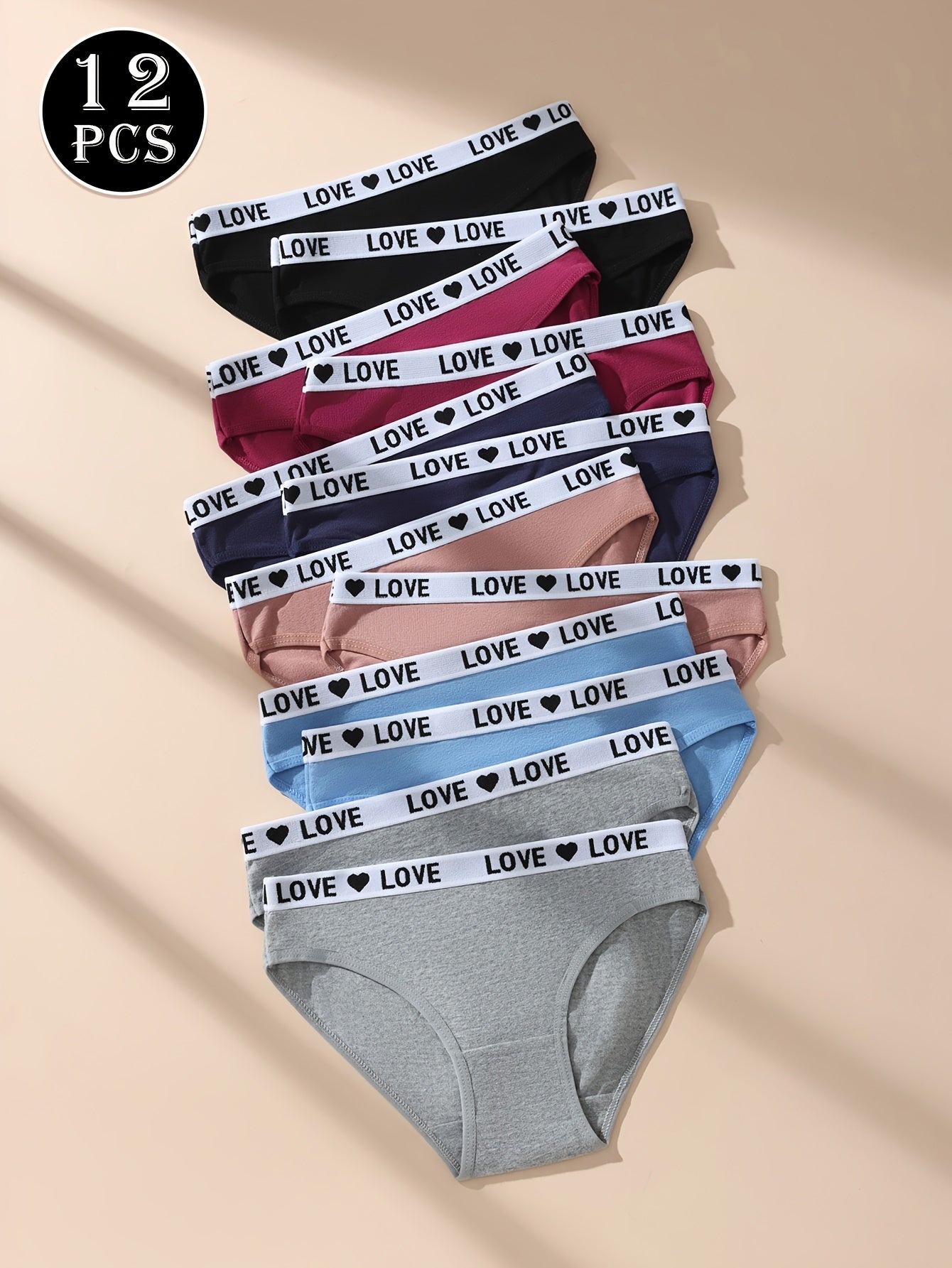 12-Pack Mixed Color Women's Sports Underwear - Soft, Breathable, and Elastic Daily Wear