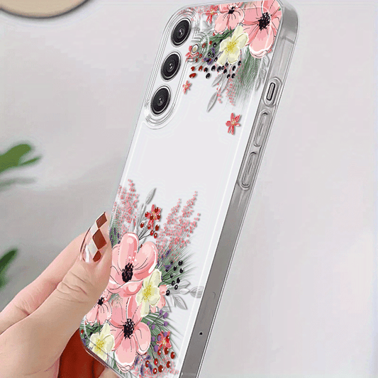 Cartoon Flower Transparent Anti-Fall Phone Case for Samsung Galaxy A/S Series