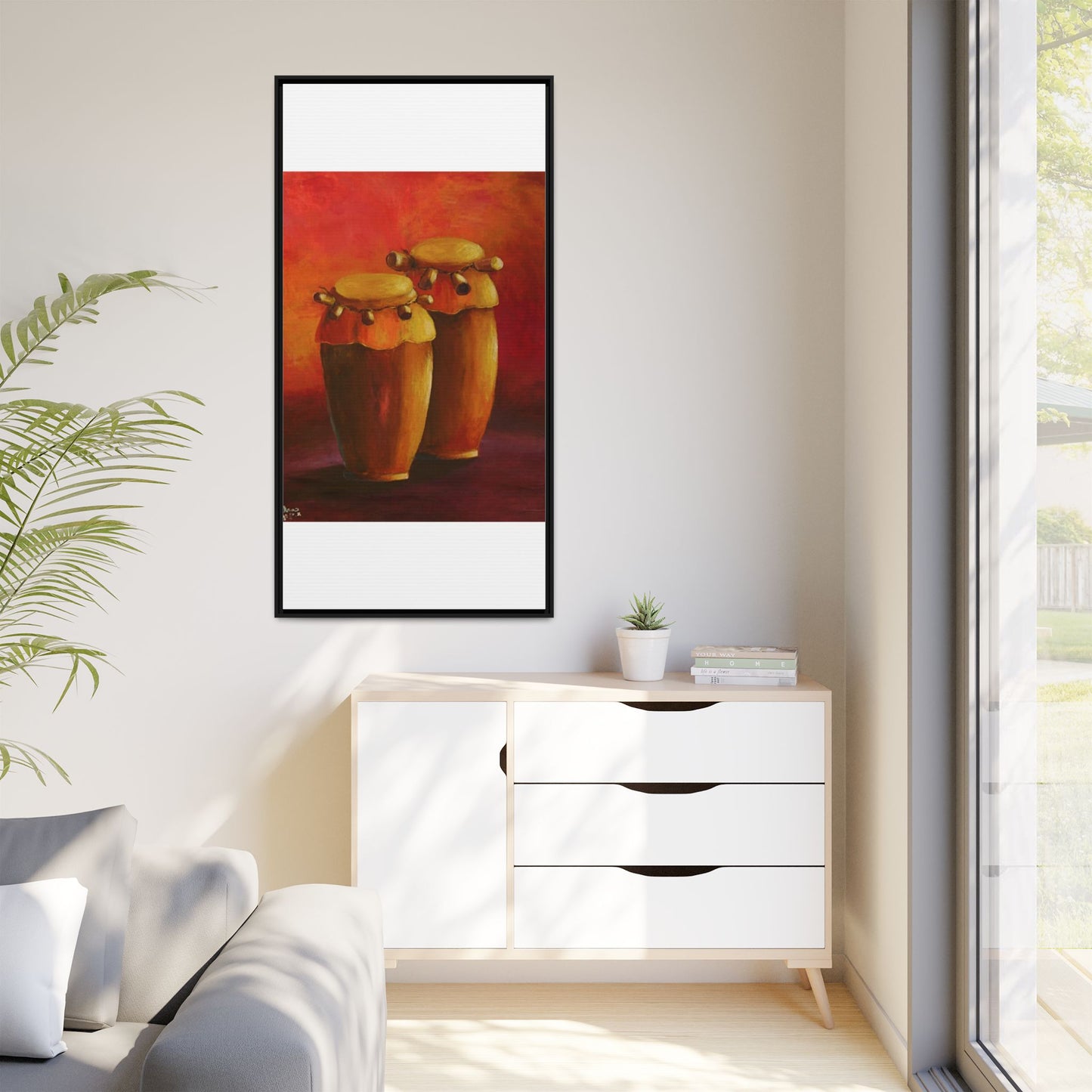 Canvas Wall Art - Haiti Cultural Drum, Matte Canvas, Framed