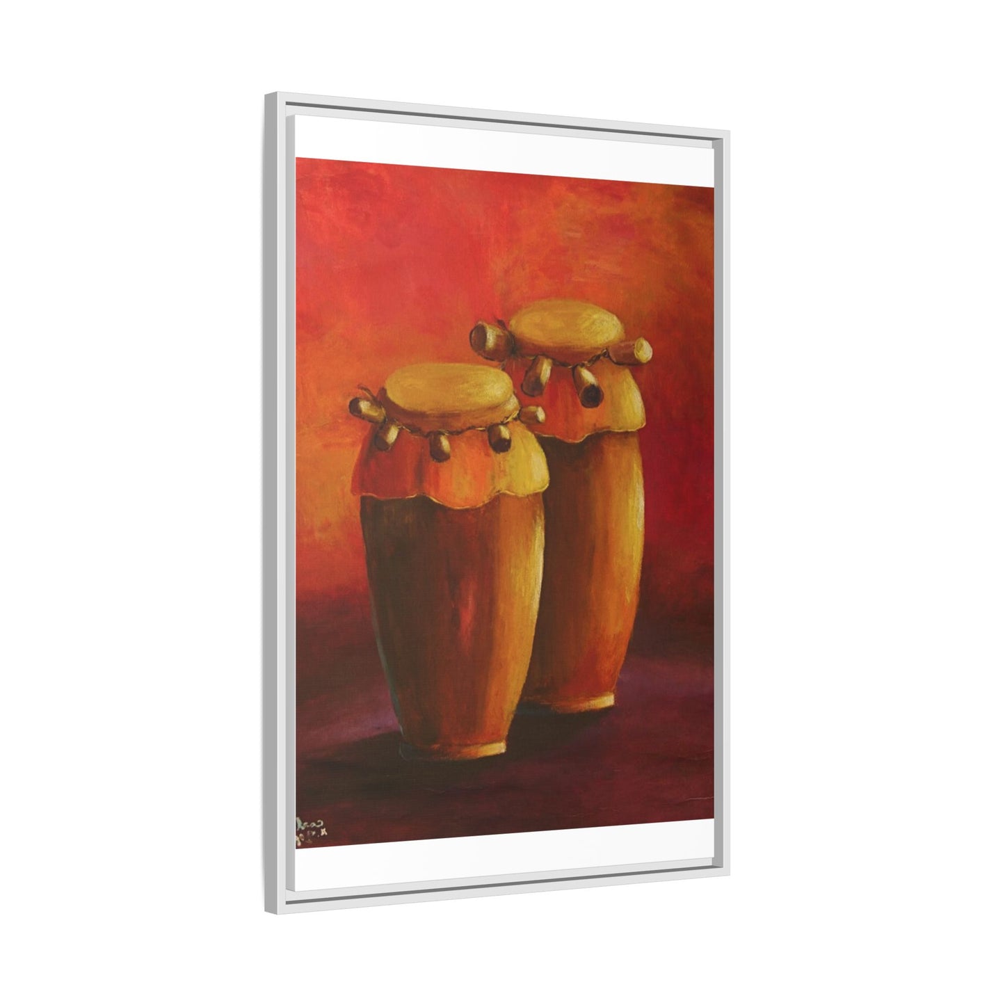 Canvas Wall Art - Haiti Cultural Drum, Matte Canvas, Framed