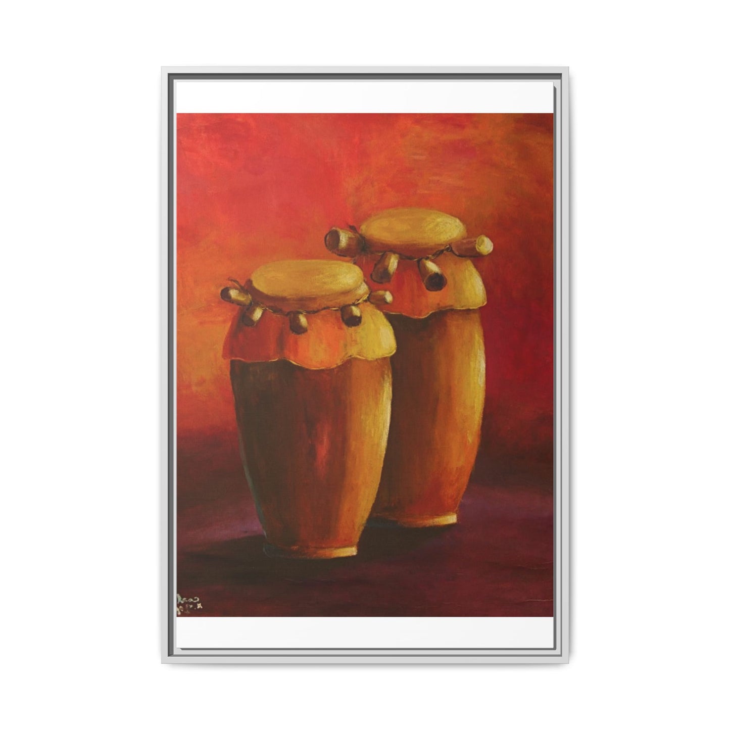 Canvas Wall Art - Haiti Cultural Drum, Matte Canvas, Framed