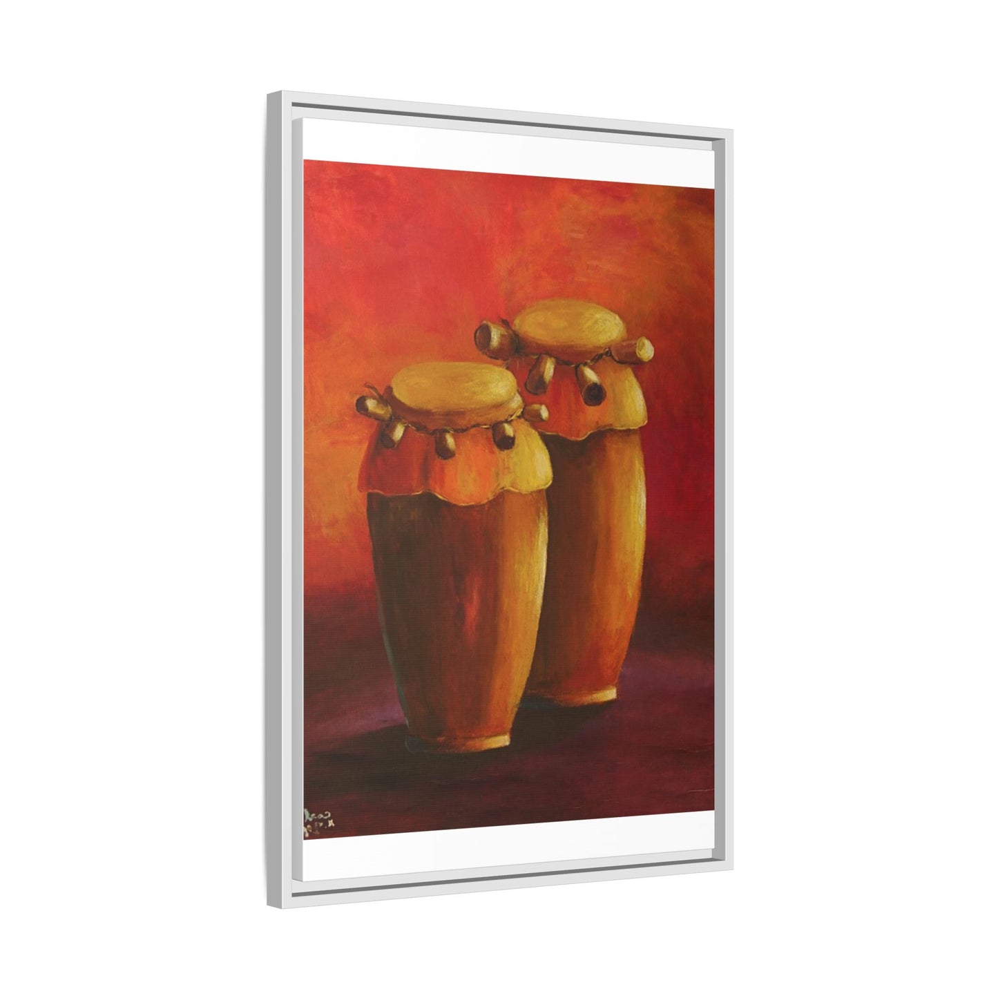 Canvas Wall Art - Haiti Cultural Drum, Matte Canvas, Framed