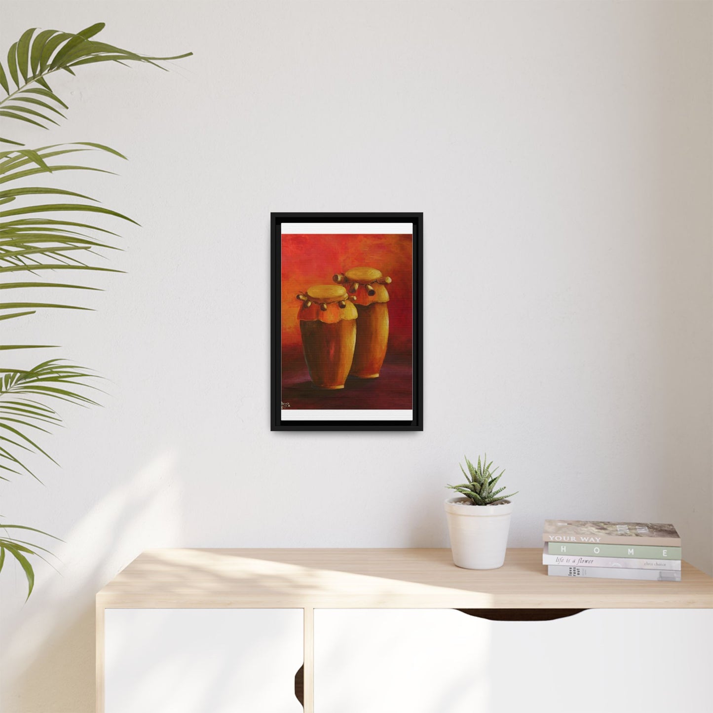 Canvas Wall Art - Haiti Cultural Drum, Matte Canvas, Framed