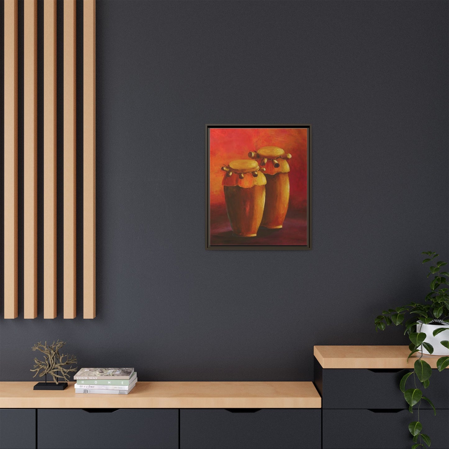 Canvas Wall Art - Haiti Cultural Drum, Matte Canvas, Framed