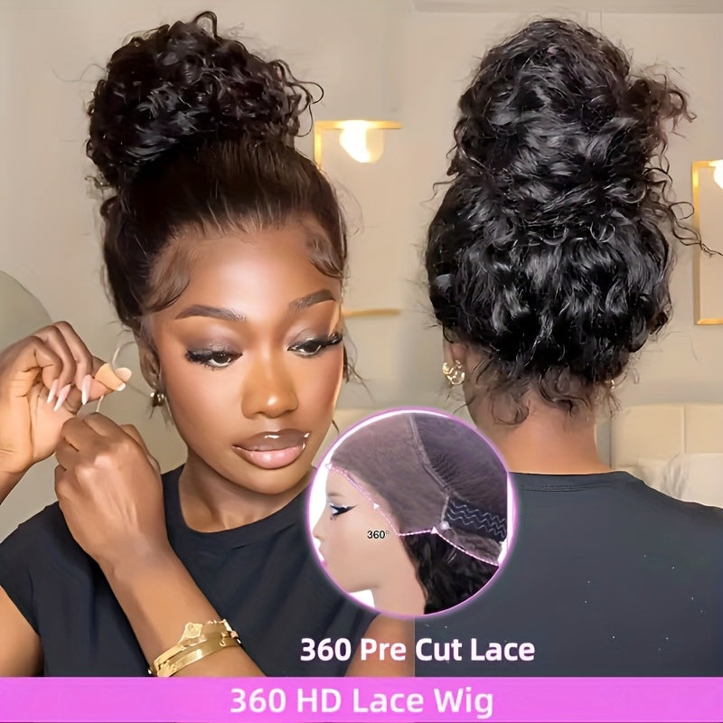 360 HD Full Lace Deep Curly Human Hair Wig (250% Density)