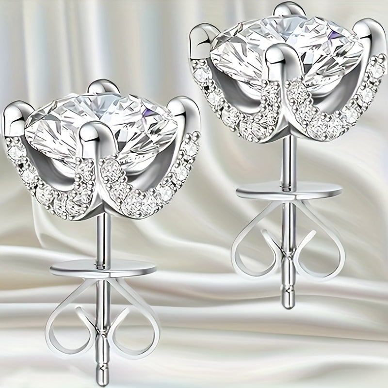 1ct Moissanite Stud Earrings – 925 Sterling Silver Simple Elegant Unisex Set