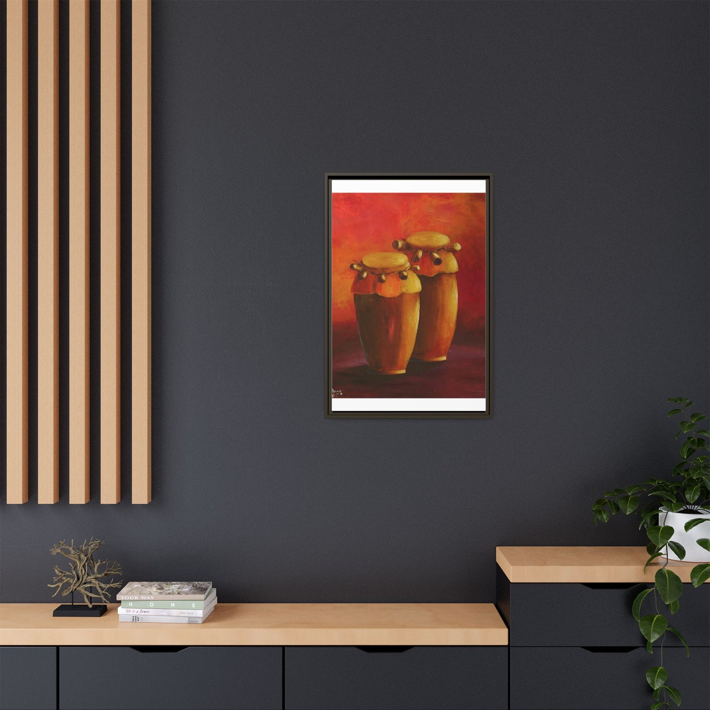 Canvas Wall Art - Haiti Cultural Drum, Matte Canvas, Framed