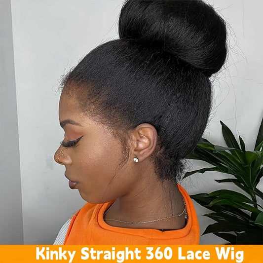 Kinky Straight 360 Full Lace Human Hair Wig (200% Density)
