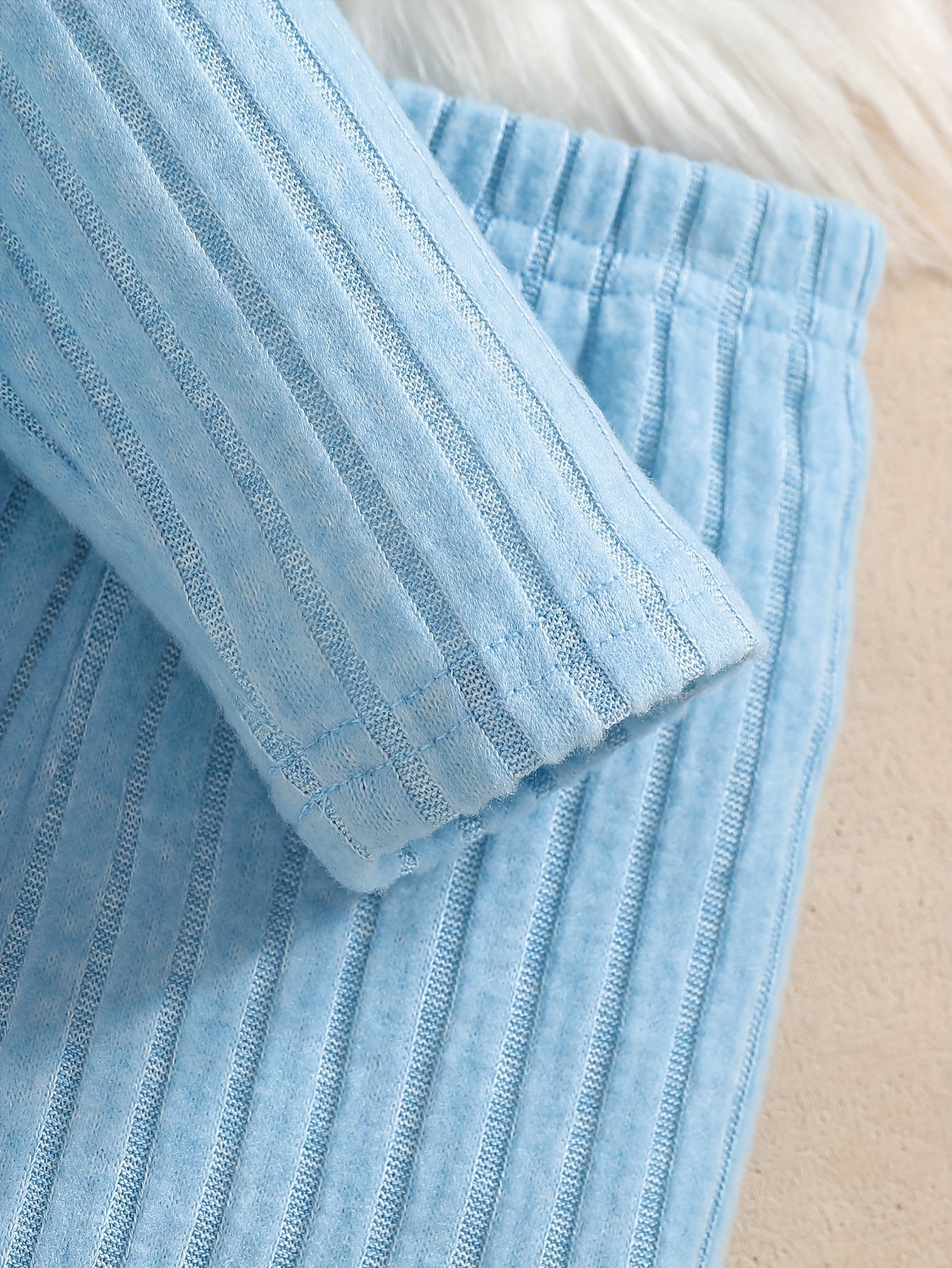 Warm & Versatile Baby Girl's Pit Stripe Long-Sleeved Top and Pants Set