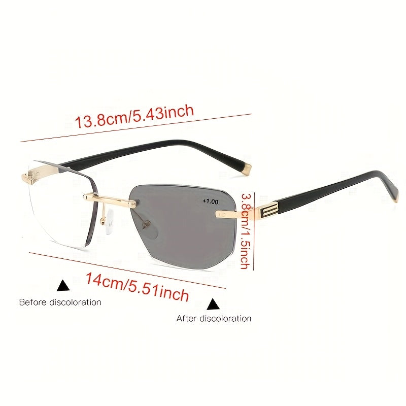 Photochromic Rimless Reading Glasses – Color Changing Readers for Men & Women