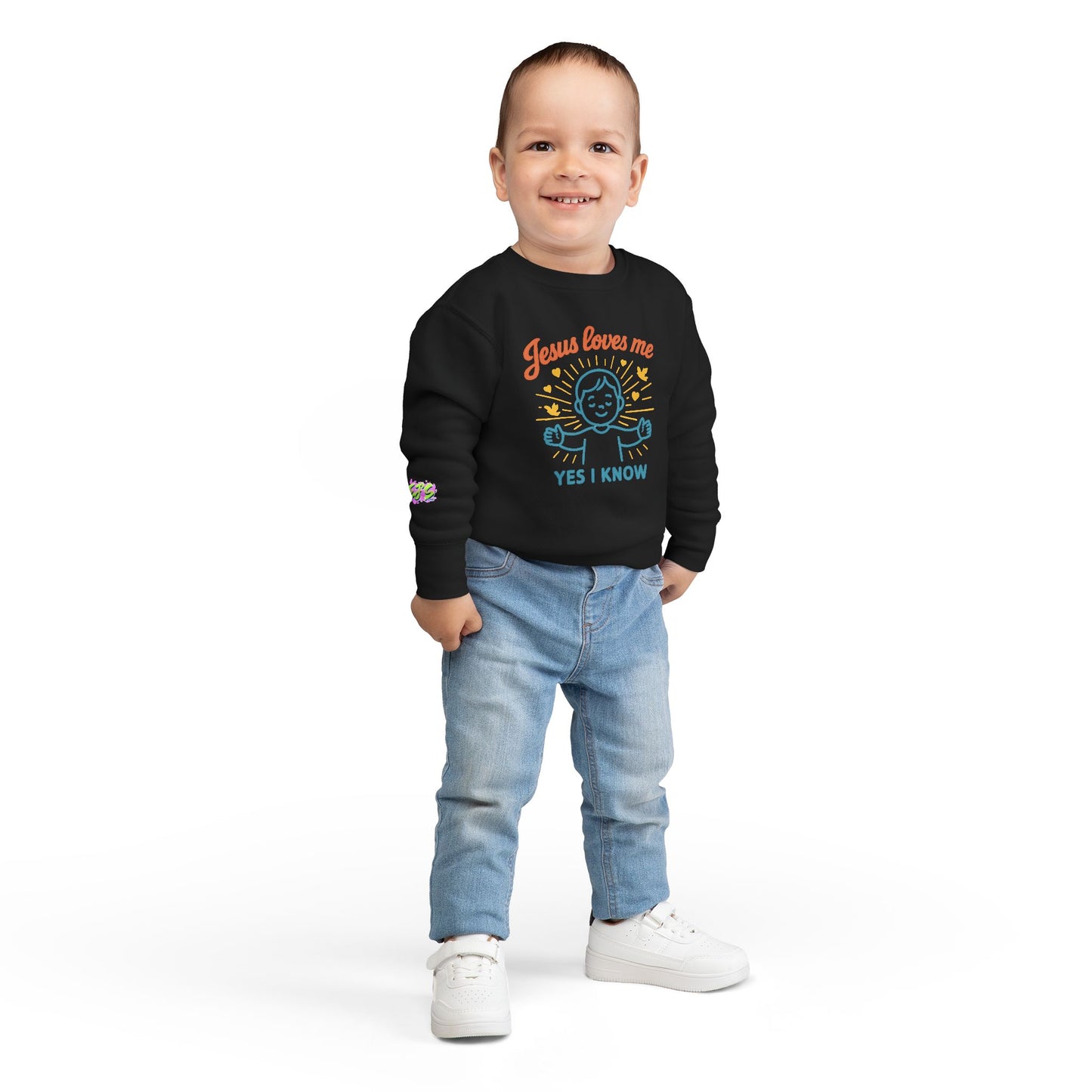 Toddler Sweatshirt - Jesus Loves Me, Cute Kids' Crewneck, Faith-Inspired Apparel, Perfect for Church and Gifts