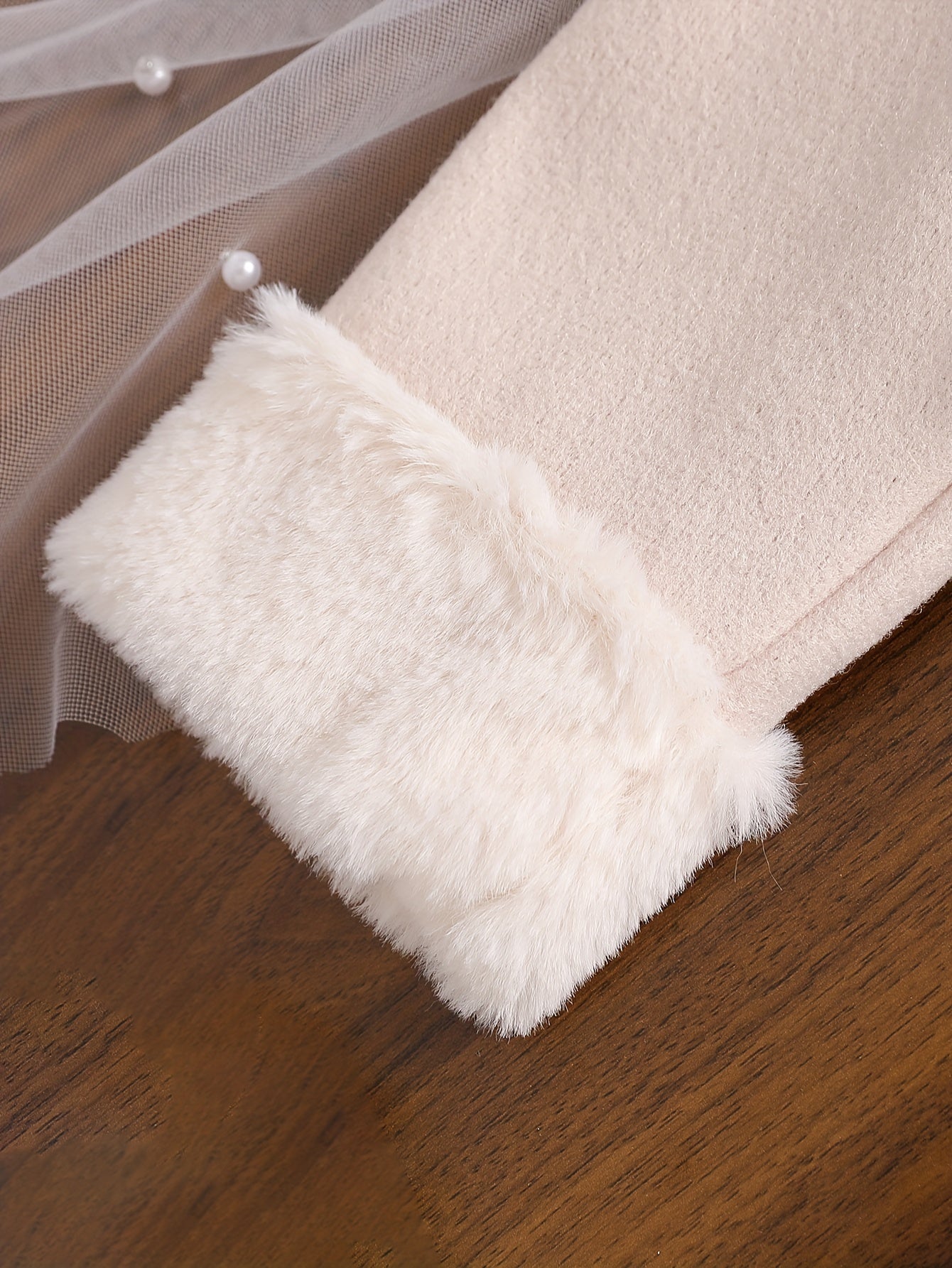 Princess Bow Dress & Warm Fur-Collar Coat Set