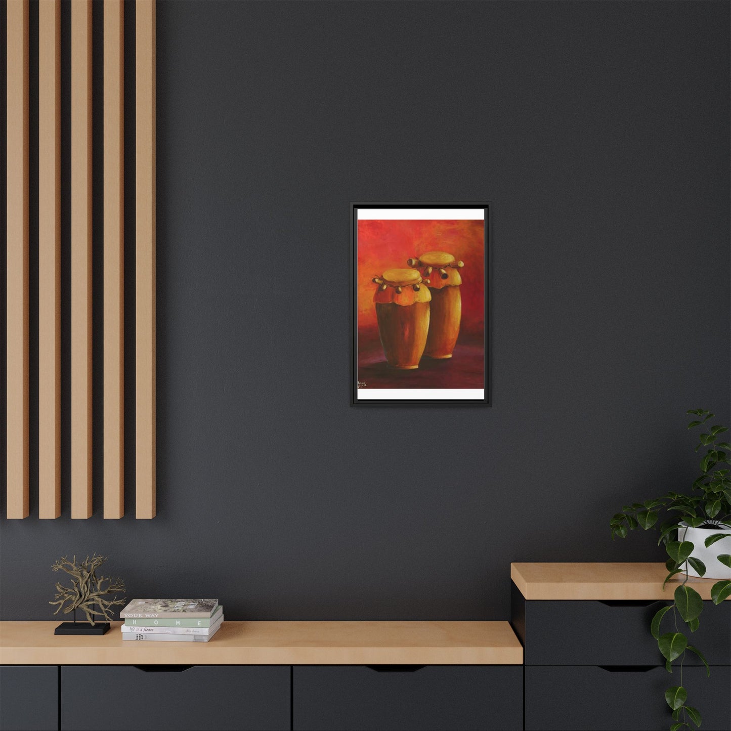 Canvas Wall Art - Haiti Cultural Drum, Matte Canvas, Framed