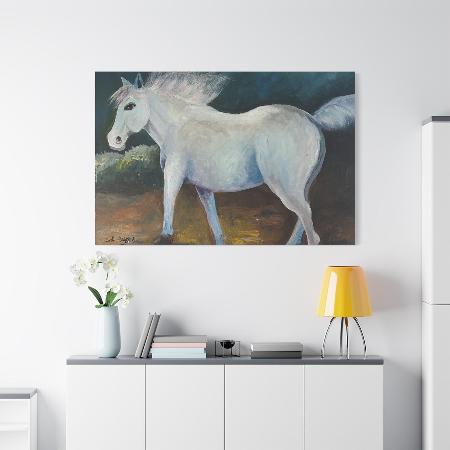 Canvas Art Print - White Horse