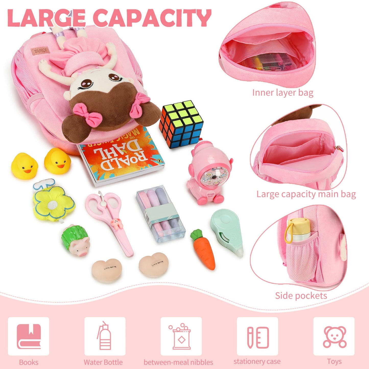 🎒 Cute Plush Animal-Shaped Kids' Backpack: Soft Preschool/Elementary School Bag with Detachable Toy (Ideal Gift/Party Favor)