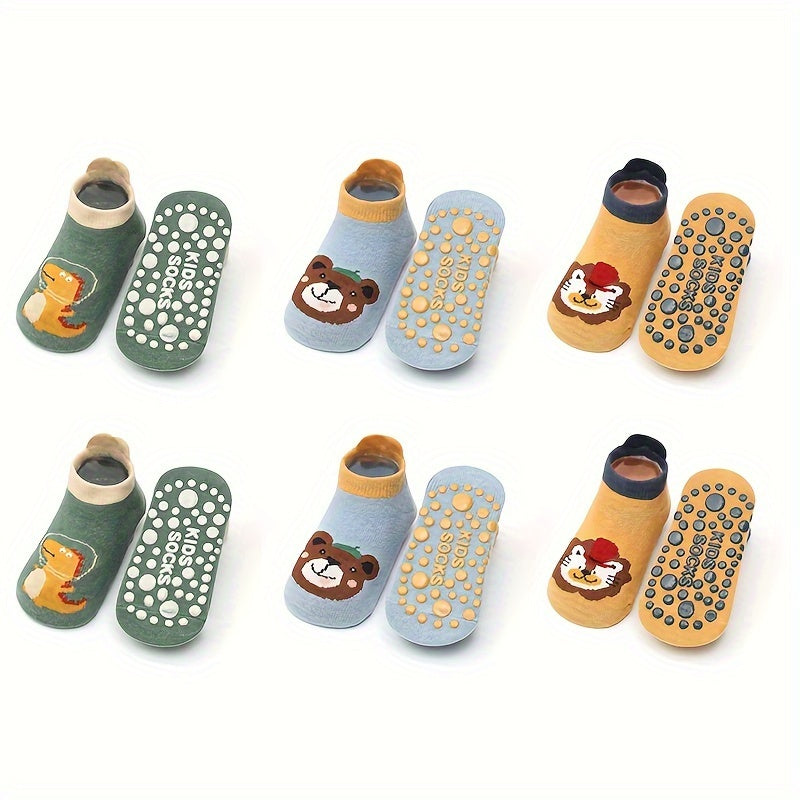 6 Pairs Non-Slip Toddler Socks with Tail Gels