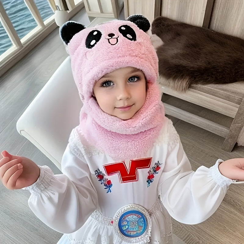 🐾 Cozy Cartoon Animal Ear-Warming Beanie & Neck Warmer Set for Kids (Ages 3-14): Soft, Thick Lined Winter Hat