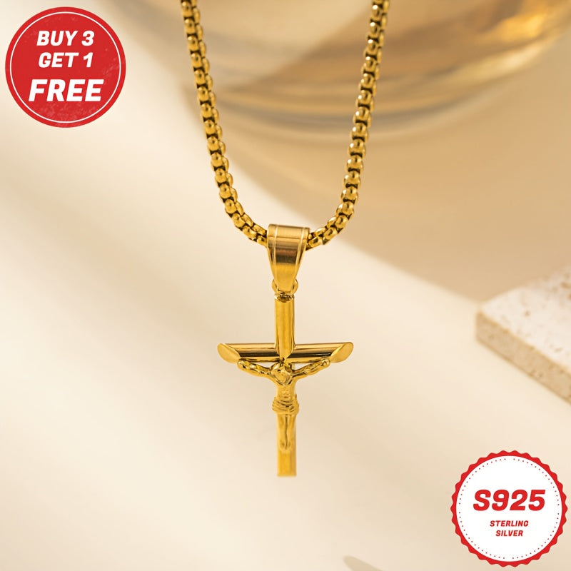 18K Gold Plated 925 Sterling Silver Cross Necklace
