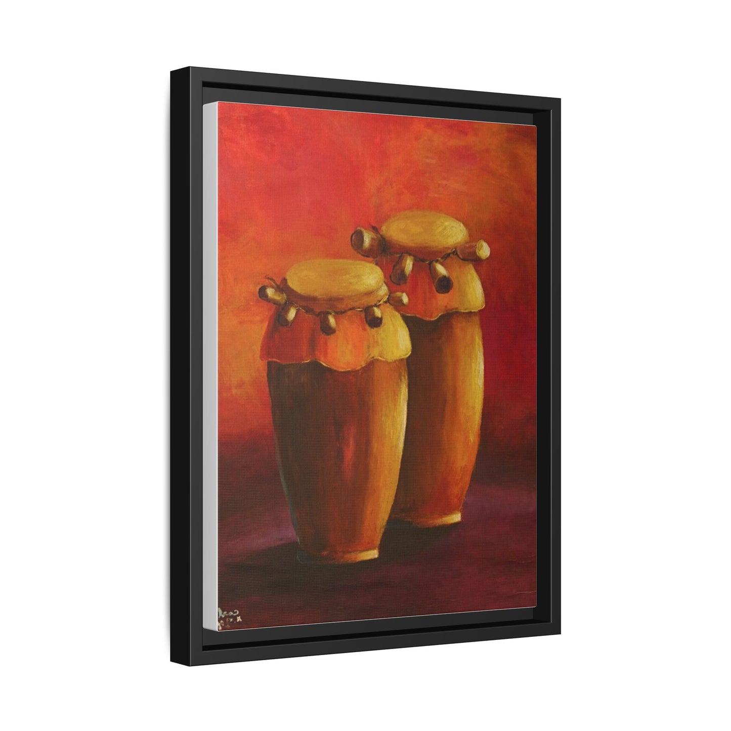 Canvas Wall Art - Haiti Cultural Drum, Matte Canvas, Framed