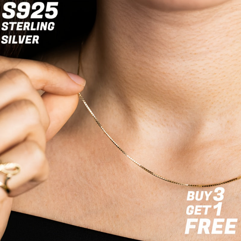 1mm 925 Sterling Silver Square Box Chain - 18-24 Inches